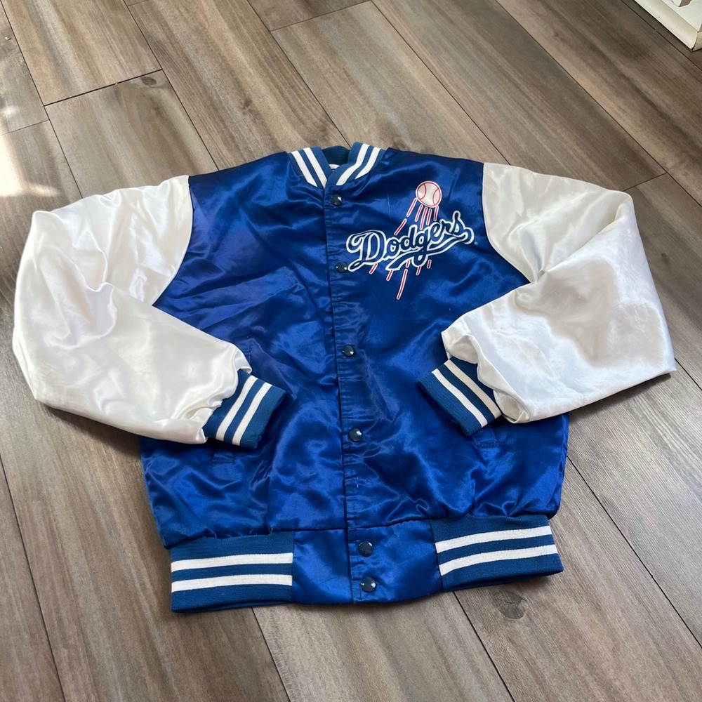 Chalk Line LA Dodgers Vintage Satin Varsity Jacket Blue White Mens‎ Small
